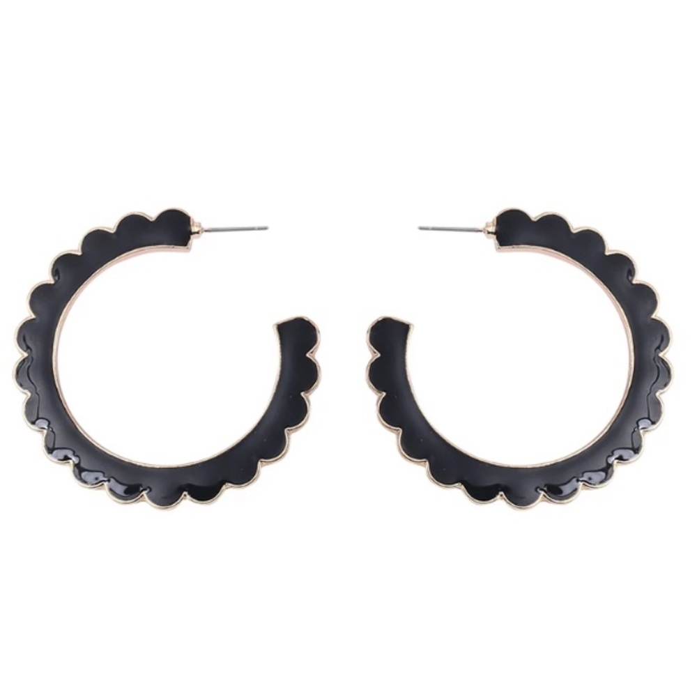 Restock!🌹Desideria Black Hoop Earrings!🌿 - Picture 2 of 5